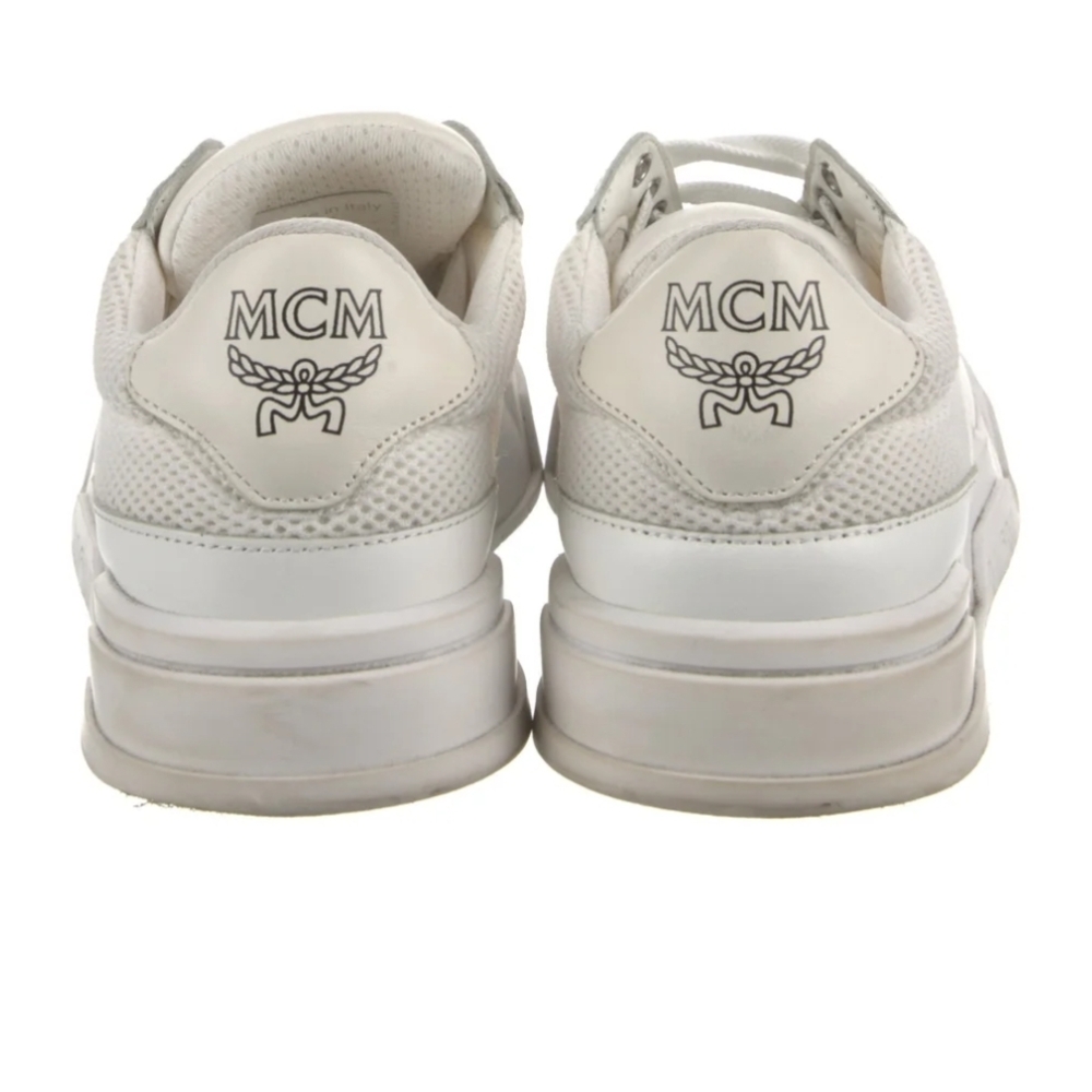 MCM White Logo Low-Top Leather Sneaker - Picture 2 of 3
